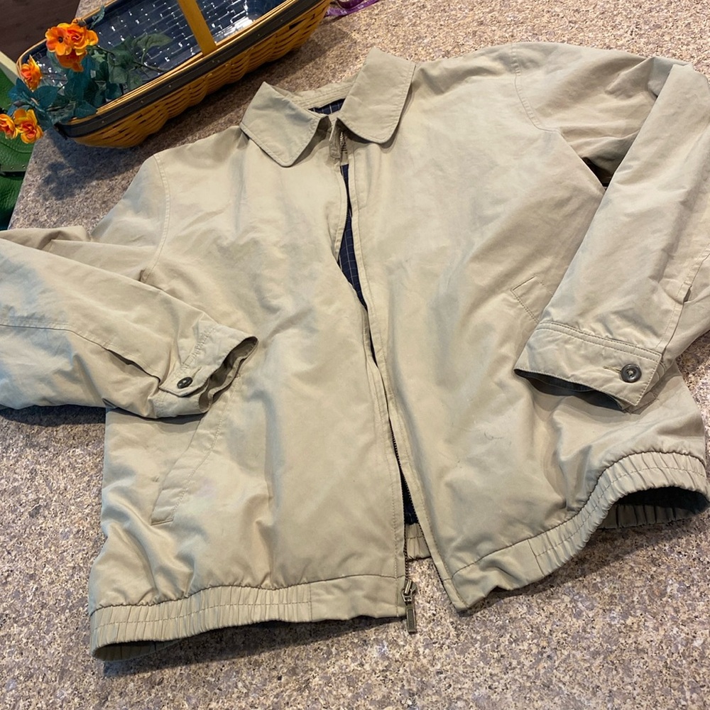 L.L. Bean Men’s Tan Zip Jacket With FLAWS Medium Lined